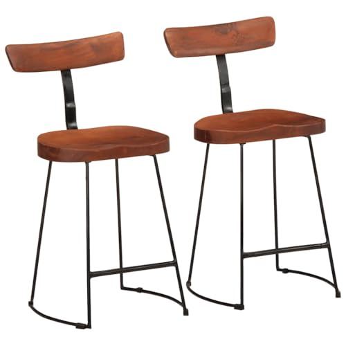 Teenpull Modern Bar Stools Set of 2, 49x43x79 cm, Solid Mango Wood Kitchen Counter Chairs with Back von Teenpull