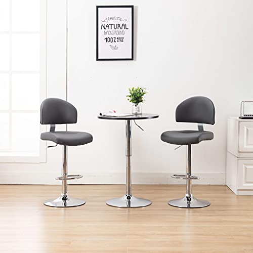 Teenpull Modern Bar Stools Set of 2, Adjustable Swivel Counter Height Chairs with Backs, Gray Faux Leather Kitchen Island Seating von Teenpull