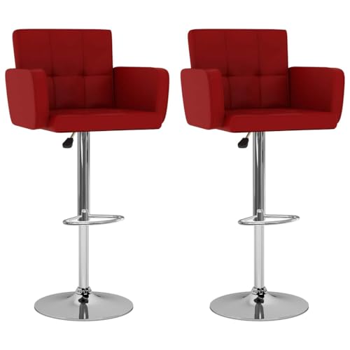 Teenpull Modern Bar Stools Set of 2, Adjustable Swivel Counter Height Chairs with Backs, Wine Red Faux Leather for Kitchen Island Dining Room von Teenpull