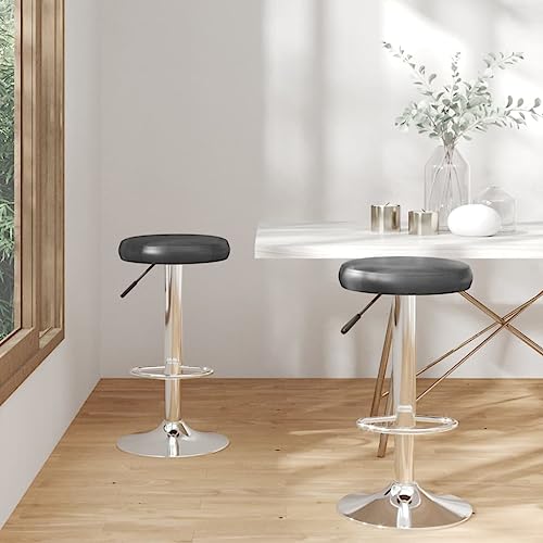 Teenpull Modern Bar Stools Set of 2, Black Faux Leather Swivel Kitchen Counter Chairs with Adjustable Height & Footrest von Teenpull