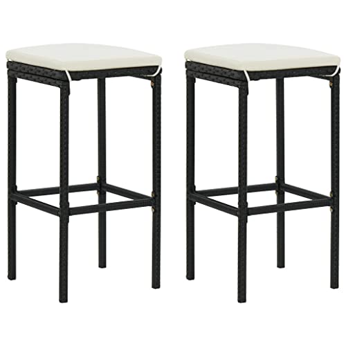 Teenpull Modern Bar Stools Set of 2, Black PE Rattan Counter Chairs with Cushions for Kitchen Dining Room Teenpull Modern Bar Stools Set of 2, Black PE Rattan Counter Chairs with Cushions for Kitchen Dining Room von Teenpull