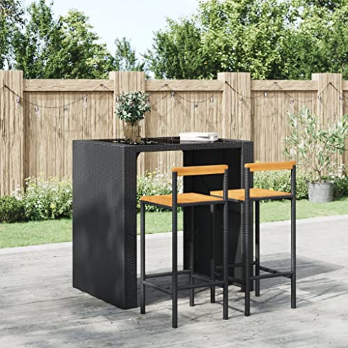Teenpull Modern Bar Stools Set of 2, Black Poly Rattan and Solid Acacia Wood, Weather-Resistant Counter Chairs for Kitchen Island, Dining Room Teenpull Modern Bar Stools Set of 2, Black Poly Rattan and Solid Acacia Wood, Weather-Resistant Counter Chairs for Kitchen Island, Dining Room von Teenpull