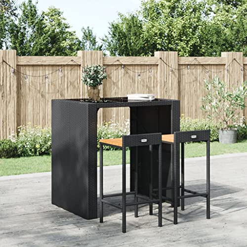 Teenpull Modern Bar Stools Set of 2, Black Poly Rattan & Solid Acacia Wood, Weather-Resistant Counter Chairs for Kitchen, Dining Teenpull Modern Bar Stools Set of 2, Black Poly Rattan & Solid Acacia Wood, Weather-Resistant Counter Chairs for Kitchen, Dining von Teenpull