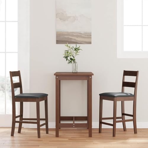 Teenpull Modern Bar Stools Set of 2, Brown Solid Rubberwood Kitchen Counter Height Chairs with Cushions Teenpull Modern Bar Stools Set of 2, Brown Solid Rubberwood Kitchen Counter Height Chairs with Cushions von Teenpull