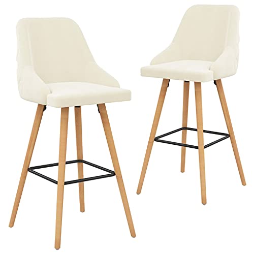 Teenpull Modern Bar Stools Set of 2, Cream Velvet Upholstered Counter Height Chairs, Solid Wood Legs for Kitchen Island & Home Bar Teenpull Modern Bar Stools Set of 2, Cream Velvet Upholstered Counter Height Chairs, Solid Wood Legs for Kitchen Island & Home Bar von Teenpull