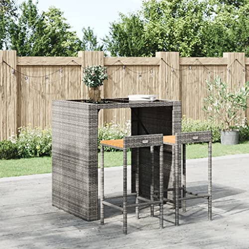 Teenpull Modern Bar Stools Set of 2, Gray PE Rattan & Solid Acacia Wood, Counter Height Chairs for Kitchen Island, Dining Room Teenpull Modern Bar Stools Set of 2, Gray PE Rattan & Solid Acacia Wood, Counter Height Chairs for Kitchen Island, Dining Room von Teenpull