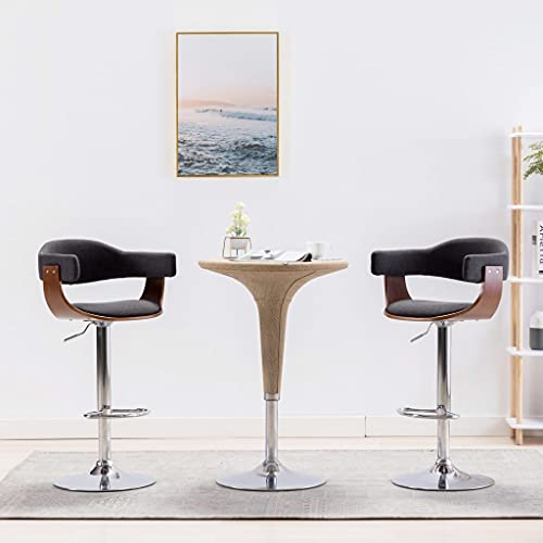 Teenpull Modern Bar Stools Set of 2, Grey Fabric & Bentwood, Adjustable Swivel Kitchen Counter Height Chairs for Dining Room von Teenpull