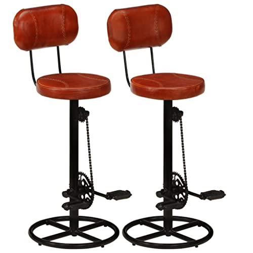 Teenpull Modern Bar Stools Set of 2, Real Goat Leather Counter Height Chairs with Bike Pedal Footrests, Tall Kitchen Dining Room Seating Teenpull Modern Bar Stools Set of 2, Real Goat Leather Counter Height Chairs with Bike Pedal Footrests, Tall Kitchen Dining Room Seating von Teenpull
