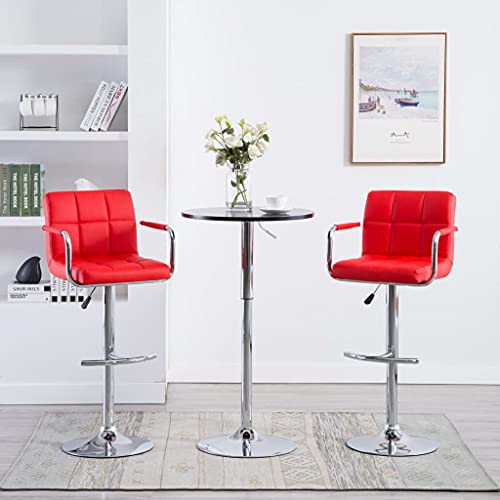 Teenpull Modern Bar Stools Set of 2, Red Faux Leather, Adjustable Counter Height Chairs for Kitchen Island, Dining Room Teenpull Modern Bar Stools Set of 2, Red Faux Leather, Adjustable Counter Height Chairs for Kitchen Island, Dining Room von Teenpull