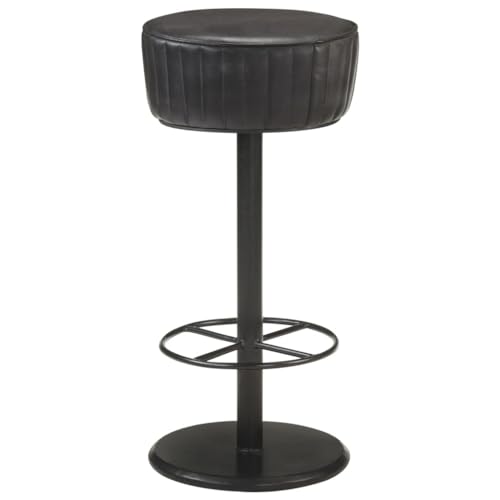 Teenpull Modern Black Genuine Leather Bar Stool, Round Counter Height Seating for Kitchen Island, Dining Room von Teenpull
