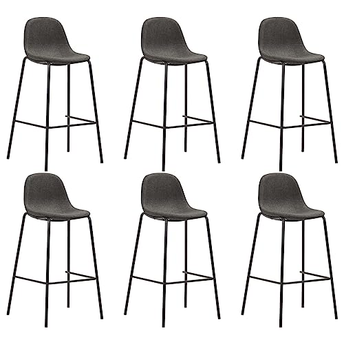 Teenpull Modern Dark Gray Fabric Bar Stools Set, 6 Pieces, Counter Height Chairs for Kitchen Island Dining Room von Teenpull