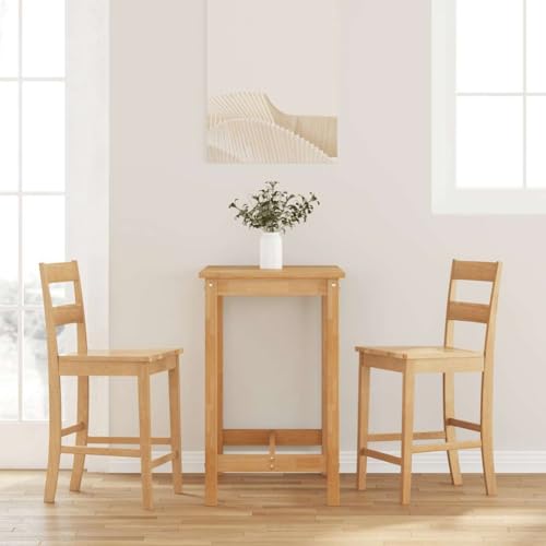 Teenpull Modern Natural Solid Rubberwood Bar Stools Set of 2, Counter Height Chairs for Kitchen Island Dining Room von Teenpull