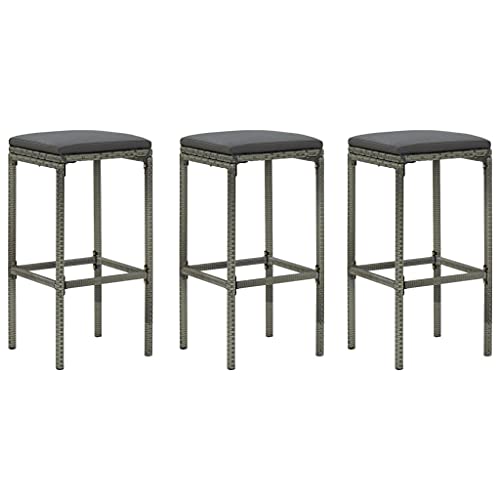 Teenpull Modern Rattan Bar Stools Set of 3, Grey Counter Height Chairs with Cushions for Kitchen Island Dining Room Teenpull Modern Rattan Bar Stools Set of 3, Grey Counter Height Chairs with Cushions for Kitchen Island Dining Room von Teenpull