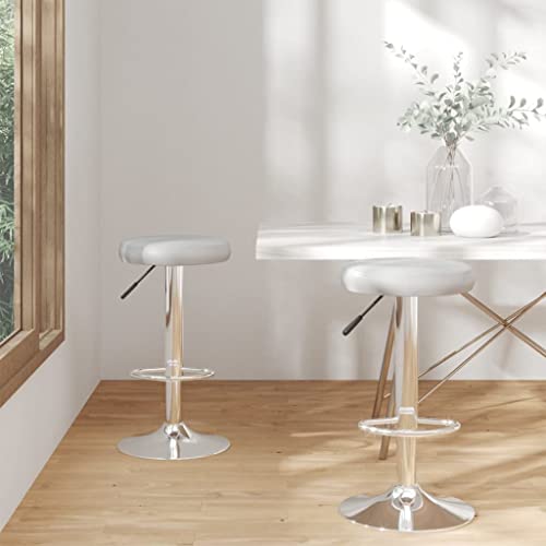 Teenpull Modern Swivel Bar Stools Set, 2 Counter Height Chairs for Kitchen Island Dining Room, Adjustable Grey Faux Leather von Teenpull