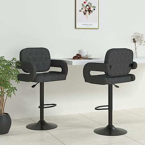 Teenpull Modern Swivel Bar Stools Set, Adjustable Counter Height Chairs, Dark Gray Fabric for Kitchen Island Dining Room von Teenpull