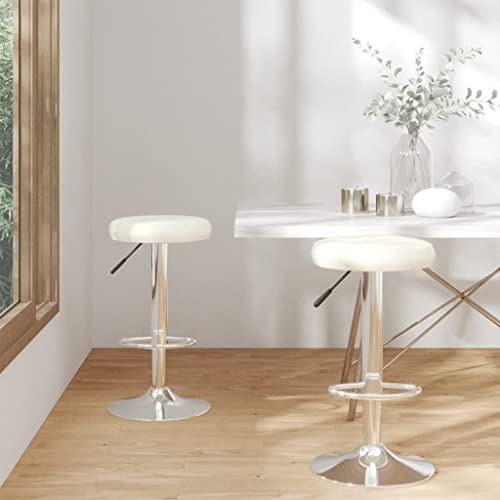 Teenpull Modern Swivel Bar Stools Set, Adjustable Kitchen Counter Height Chairs, Cream Faux Leather Seat with Chrome Base for Home Dining Room Teenpull Modern Swivel Bar Stools Set, Adjustable Kitchen Counter Height Chairs, Cream Faux Leather Seat with Chrome Base for Home Dining Room von Teenpull