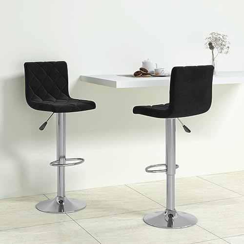 Teenpull Modern Swivel Bar Stools Set, Black Velvet Adjustable Counter Height Chairs with Backs for Kitchen Island Dining Room Teenpull Modern Swivel Bar Stools Set, Black Velvet Adjustable Counter Height Chairs with Backs for Kitchen Island Dining Room von Teenpull