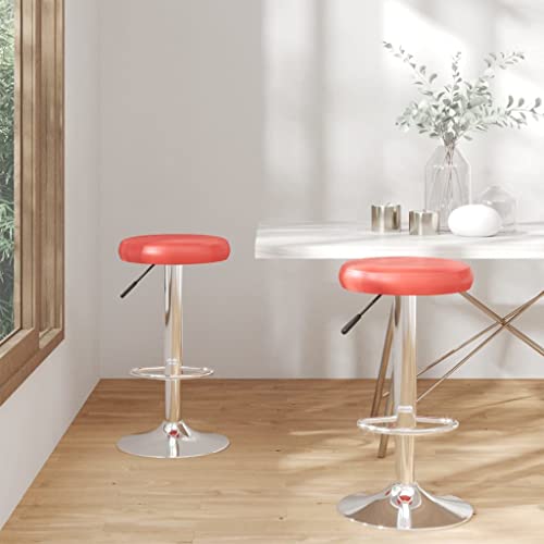 Teenpull Modern Swivel Bar Stools Set of 2, Red Faux Leather Adjustable Counter Height Chairs for Kitchen Island Dining Room von Teenpull