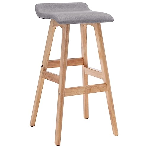 Teenpull Modern Upholstered Bar Stool, Light Gray Fabric, Beech Wood Legs, Built-in Footrest for Kitchen Counter & Island Dining von Teenpull