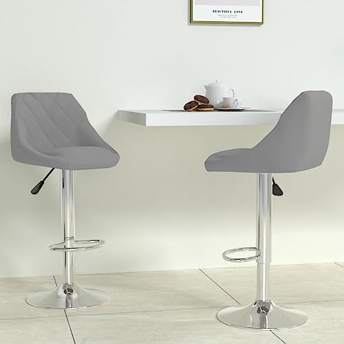 Teenpull Modern Velvet Bar Stools Set of 2, Adjustable Swivel Kitchen Counter Height Chairs with Backs, Light Gray Dining Room Seating von Teenpull