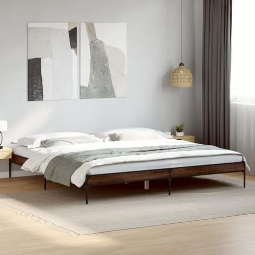 Teenpull Modernes Bett Gestell Plattform Braun Eichen-Optik 200x200 cm aus Holzwerkstoff, Robustes Metall, stabile Matratzen Basis für erholsamen Schlaf, Schlafzimmer Möbel. Teenpull Modernes Bett Gestell Plattform Braun Eichen-Optik 200x200 cm aus Holzwerkstoff, Robustes Metall, stabile Matratzen Basis für erholsamen Schlaf, Schlafzimmer Möbel. von Teenpull