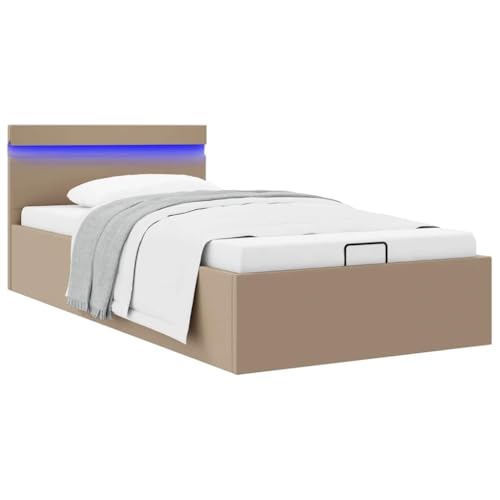 Teenpull Modernes Bett mit Bettkasten, LED-Beleuchtung, Cappuccino-Braun, 100x200 cm, Kunstleder-Polsterung, stabil, vielseitig Teenpull Modernes Bett mit Bettkasten, LED-Beleuchtung, Cappuccino-Braun, 100x200 cm, Kunstleder-Polsterung, stabil, vielseitig von Teenpull