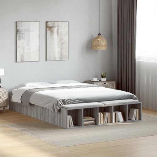 Teenpull Modernes Bettgestell Grau Sonoma 135x190 cm, Holzwerkstoff mit robusten Sperrholzlatten, integriertem Stauraum für Schlafzimmer Möbel Set Teenpull Modernes Bettgestell Grau Sonoma 135x190 cm, Holzwerkstoff mit robusten Sperrholzlatten, integriertem Stauraum für Schlafzimmer Möbel Set von Teenpull