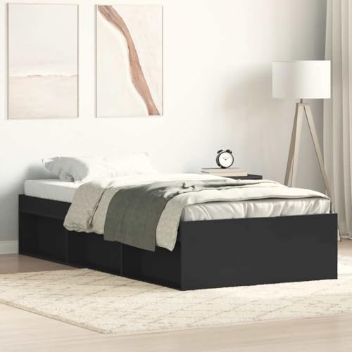 Teenpull Modernes Bettgestell Schwarz 100x200 cm mit 6 Ablagefächern, Kiefernholz-Lattenrost für Matratzenunterstützung und Schlafzimmer-Stauraum Teenpull Modernes Bettgestell Schwarz 100x200 cm mit 6 Ablagefächern, Kiefernholz-Lattenrost für Matratzenunterstützung und Schlafzimmer-Stauraum von Teenpull