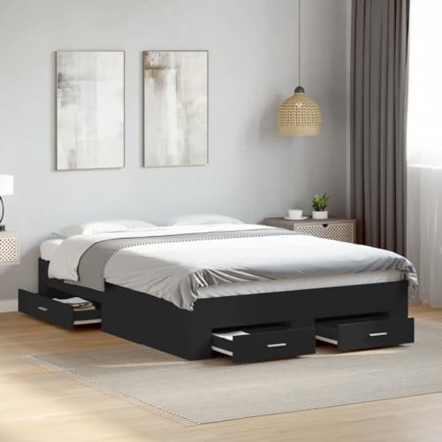Teenpull Modernes Bettgestell Schwarz 120x200 cm, Holzwerkstoff, mit 4 Schubladen, robustem Lattenrost und Stauraum für Schlafzimmer Möbel Set Teenpull Modernes Bettgestell Schwarz 120x200 cm, Holzwerkstoff, mit 4 Schubladen, robustem Lattenrost und Stauraum für Schlafzimmer Möbel Set von Teenpull