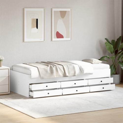 Teenpull Modernes Tagesbett mit 6 Schubladen, 90x200 cm, weiß, vielseitiges Schlafsofa aus Holzwerkstoff, Stabiler Bettrahmen für Schlafzimmer und Gästezimmer Teenpull Modernes Tagesbett mit 6 Schubladen, 90x200 cm, weiß, vielseitiges Schlafsofa aus Holzwerkstoff, Stabiler Bettrahmen für Schlafzimmer und Gästezimmer von Teenpull