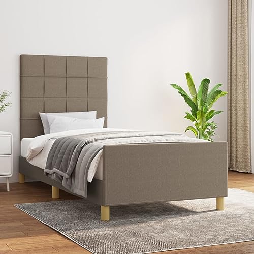 Teenpull Modernes gepolstertes Bettgestell mit Kopfteil, Taupe Stoffbezug, 100x200 cm Schlafzimmer Möbel, stabile Lattenrost Unterstützung für Matratze, ohne Bettkasten Teenpull Modernes gepolstertes Bettgestell mit Kopfteil, Taupe Stoffbezug, 100x200 cm Schlafzimmer Möbel, stabile Lattenrost Unterstützung für Matratze, ohne Bettkasten von Teenpull