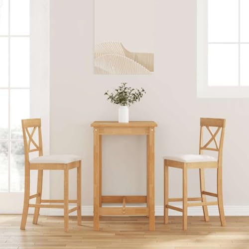 Teenpull Natural Rubberwood Bar Stools Set, 2 Counter Height Chairs with Cushions for Kitchen Island Dining Room von Teenpull