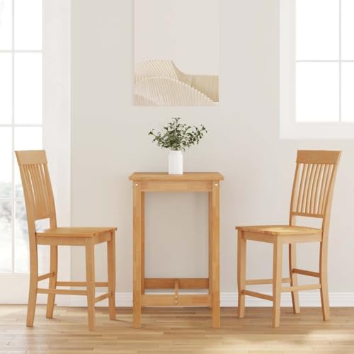 Teenpull Natural Solid Rubberwood Bar Stools, Set of 2, Ergonomic Design with Backs for Kitchen Island & Dining Room von Teenpull