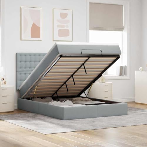 Teenpull Ottoman-Bett mit Matratze, Hellgrau, 140x200 cm, Stoffbezug, hydraulischer Stauraum, Taschenfederkern, komfortable Matratzenauflage für erholsamen Schlaf Teenpull Ottoman-Bett mit Matratze, Hellgrau, 140x200 cm, Stoffbezug, hydraulischer Stauraum, Taschenfederkern, komfortable Matratzenauflage für erholsamen Schlaf von Teenpull