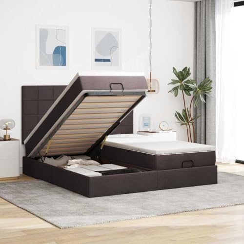 Teenpull Ottoman-Bett mit Matratzen Dunkelbraun 200x200 cm Stoffbezogen Polsterrahmen mit Stauraum, Kopfteil, Komfort für Schlafzimmer, Robustes Möbelset. Teenpull Ottoman-Bett mit Matratzen Dunkelbraun 200x200 cm Stoffbezogen Polsterrahmen mit Stauraum, Kopfteil, Komfort für Schlafzimmer, Robustes Möbelset. von Teenpull