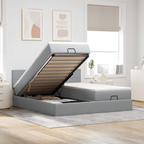 Teenpull Ottoman-Bett mit Matratzen & LEDs Hellgrau 180x200 cm Stoff Doppelbett Stauraumbett Polsterbett mit Kopfteil, hydraulischem Hebemechanismus und USB-Anschluss für Schlafzimmer Möbel Set Teenpull Ottoman-Bett mit Matratzen & LEDs Hellgrau 180x200 cm Stoff Doppelbett Stauraumbett Polsterbett mit Kopfteil, hydraulischem Hebemechanismus und USB-Anschluss für Schlafzimmer Möbel Set von Teenpull
