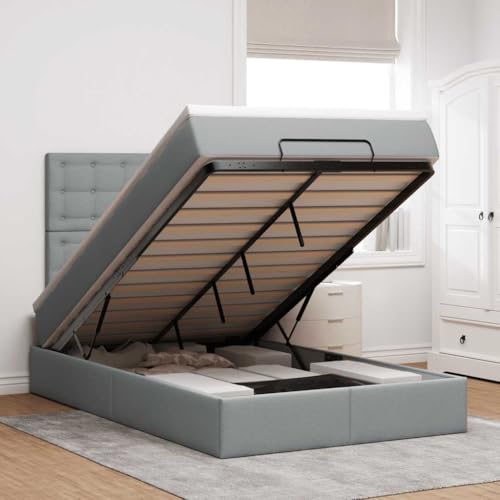 Teenpull Ottoman Polsterbett mit Stauraumfunktion Hellgrau 120x200 cm Stoff Bezug, inklusive Taschenfederkern Matratze und Topper, Robustes Bettgestell mit Kopfteil für erholsamen Schlaf im Teenpull Ottoman Polsterbett mit Stauraumfunktion Hellgrau 120x200 cm Stoff Bezug, inklusive Taschenfederkern Matratze und Topper, Robustes Bettgestell mit Kopfteil für erholsamen Schlaf im von Teenpull
