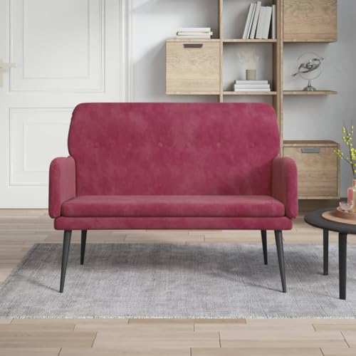 Teenpull Polsterbank Samt Weinrot 108x79x79 cm für Esszimmer, Wohnzimmer oder Flur – Bequeme Sitzgelegenheit mit Metallgestell, ideal für modernes Zuhause von Teenpull