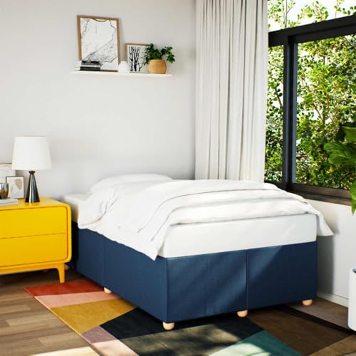 Teenpull Polsterbettrahmen Blau 120x190 cm aus Stoff mit Lattenrost, Stabiler Bettrahmen für Schlafzimmer, Modernes Bettgestell ohne Matratze für erholsamen Schlaf von Teenpull