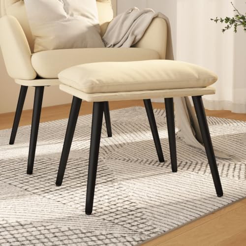 Teenpull Polsterhocker Creme 45x29,5x35 cm, Robuster Fußhocker für Wohnzimmer, Schlafzimmer, Beistellhocker mit Metallbeinen von Teenpull
