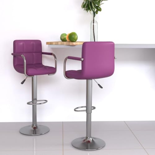 Teenpull Purple Faux Leather Bar Stools Set of 2, Swivel Adjustable Kitchen Counter Chairs with Back, Dining Room Furniture Teenpull Purple Faux Leather Bar Stools Set of 2, Swivel Adjustable Kitchen Counter Chairs with Back, Dining Room Furniture von Teenpull