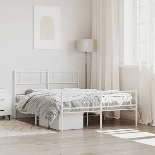 Teenpull Robustes Bettgestell 140x200 cm aus pulverbeschichtetem Metall in Weiß, mit integriertem Kopf- und Fußteil, hoher Stauraum unter dem Bett, ideal für Schlafzimmer Teenpull Robustes Bettgestell 140x200 cm aus pulverbeschichtetem Metall in Weiß, mit integriertem Kopf- und Fußteil, hoher Stauraum unter dem Bett, ideal für Schlafzimmer von Teenpull