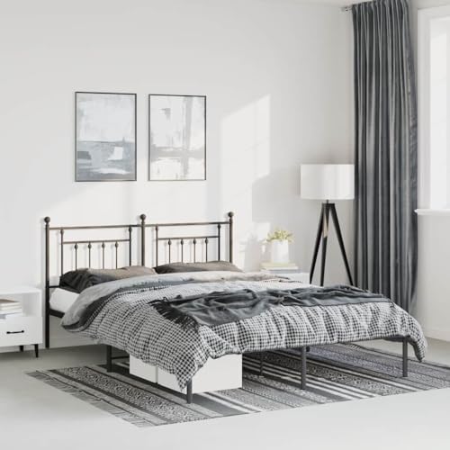 Teenpull Robustes Bettgestell mit Kopfteil aus pulverbeschichtetem Metall, Schwarz, für 150x200 cm Matratzen, Schlafzimmer Möbel, stabile Plattform Basis mit Lattenrost Teenpull Robustes Bettgestell mit Kopfteil aus pulverbeschichtetem Metall, Schwarz, für 150x200 cm Matratzen, Schlafzimmer Möbel, stabile Plattform Basis mit Lattenrost von Teenpull