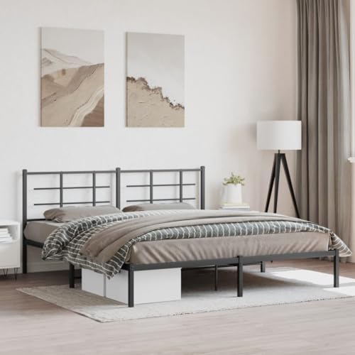 Teenpull Robustes Bettgestell mit Kopfteil aus pulverbeschichtetem Metall, Schwarz, für 183x213 cm Matratzen, stabile Plattform Basis für Schlafzimmer Möbel, mit Stauraum & Rückenunterstützung Teenpull Robustes Bettgestell mit Kopfteil aus pulverbeschichtetem Metall, Schwarz, für 183x213 cm Matratzen, stabile Plattform Basis für Schlafzimmer Möbel, mit Stauraum & Rückenunterstützung von Teenpull