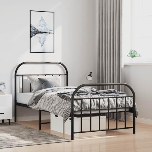 Teenpull Robustes Bettgestell mit Kopfteil und Fußteil aus pulverbeschichtetem Metall, Schwarz, 100x200 cm für Matratzen, Stabiler Bettrahmen für Schlafzimmer Teenpull Robustes Bettgestell mit Kopfteil und Fußteil aus pulverbeschichtetem Metall, Schwarz, 100x200 cm für Matratzen, Stabiler Bettrahmen für Schlafzimmer von Teenpull