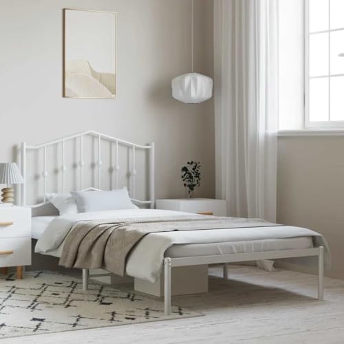 Teenpull Robustes Metall Bettgestell Schwarz mit Kopfteil, 135x190 cm Plattform Bettrahmen für Matratze, stabile Basis mit praktischem Stauraum unter dem Bett, ideal für Ihr Schlafzimmer. von Teenpull