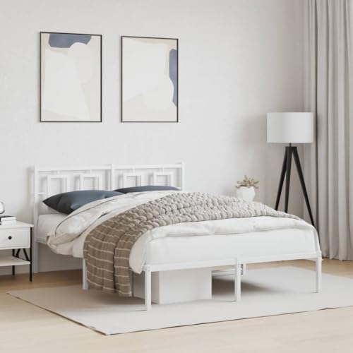 Teenpull Robustes Metall Bettgestell Weiß 135x190 cm mit Kopfteil, stabile pulverbeschichtete Stahl Plattform für Matratze, modernes Schlafzimmer Möbel ideal als Gästebett mit Stauraum darunter. Teenpull Robustes Metall Bettgestell Weiß 135x190 cm mit Kopfteil, stabile pulverbeschichtete Stahl Plattform für Matratze, modernes Schlafzimmer Möbel ideal als Gästebett mit Stauraum darunter. von Teenpull