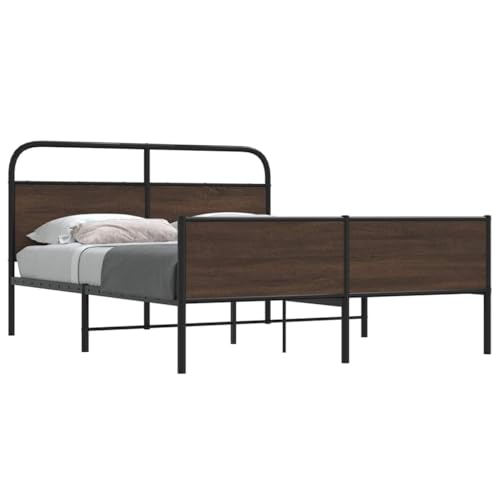 Teenpull Robustes Metallbettgestell 150x200 cm, Braun Eichen-Optik, mit stabilem Kopfteil und Lattenrost für Schlafzimmer, langlebige Stahlkonstruktion, modernes Design ohne Matratze Teenpull Robustes Metallbettgestell 150x200 cm, Braun Eichen-Optik, mit stabilem Kopfteil und Lattenrost für Schlafzimmer, langlebige Stahlkonstruktion, modernes Design ohne Matratze von Teenpull