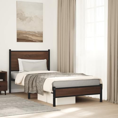 Teenpull Robustes Metallbettgestell Braun Eichen-Optik 75x190 cm ohne Matratze, stabile Plattform mit Kopfteil, extra Stauraum für Schlafzimmer Möbel, langlebige Basis Teenpull Robustes Metallbettgestell Braun Eichen-Optik 75x190 cm ohne Matratze, stabile Plattform mit Kopfteil, extra Stauraum für Schlafzimmer Möbel, langlebige Basis von Teenpull