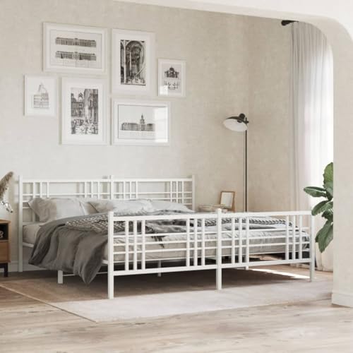 Teenpull Robustes Metallbettgestell Weiß 180x200 cm mit stabilem Kopf- und Fußteil, integriertem Lattenrost und Stauraum für Schlafzimmer Möbel Set Teenpull Robustes Metallbettgestell Weiß 180x200 cm mit stabilem Kopf- und Fußteil, integriertem Lattenrost und Stauraum für Schlafzimmer Möbel Set von Teenpull